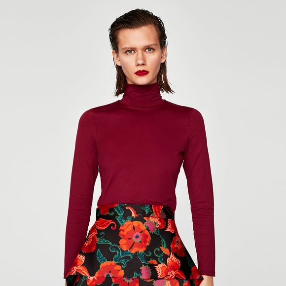 zara red turtleneck